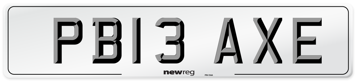 PB13 AXE Number Plate from New Reg